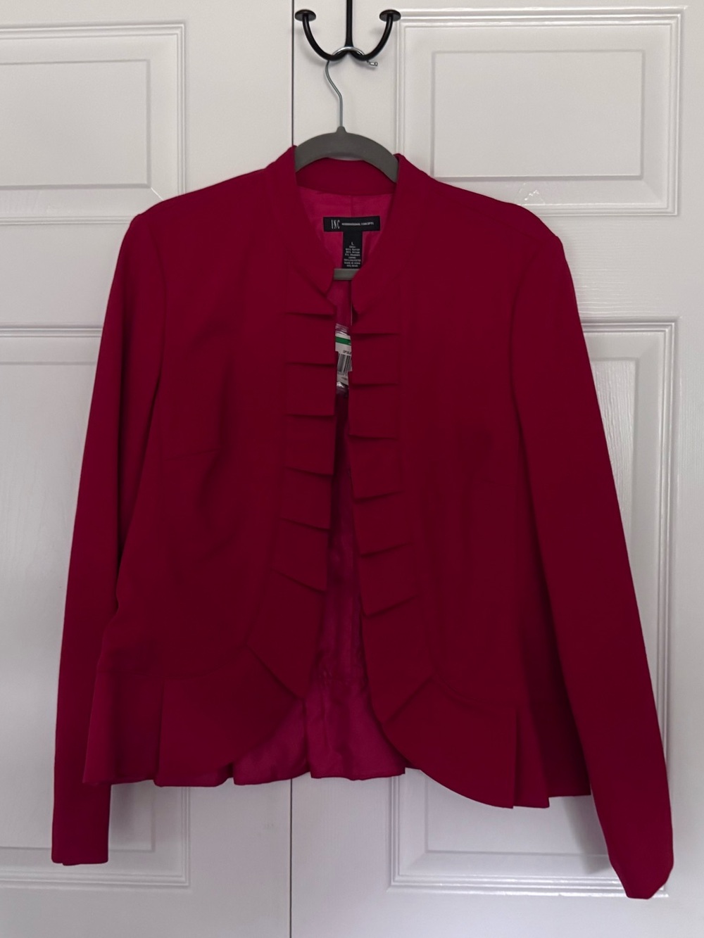 INC Women's Red Ruffle Blazer Blazer Jacket Large NEW - lined